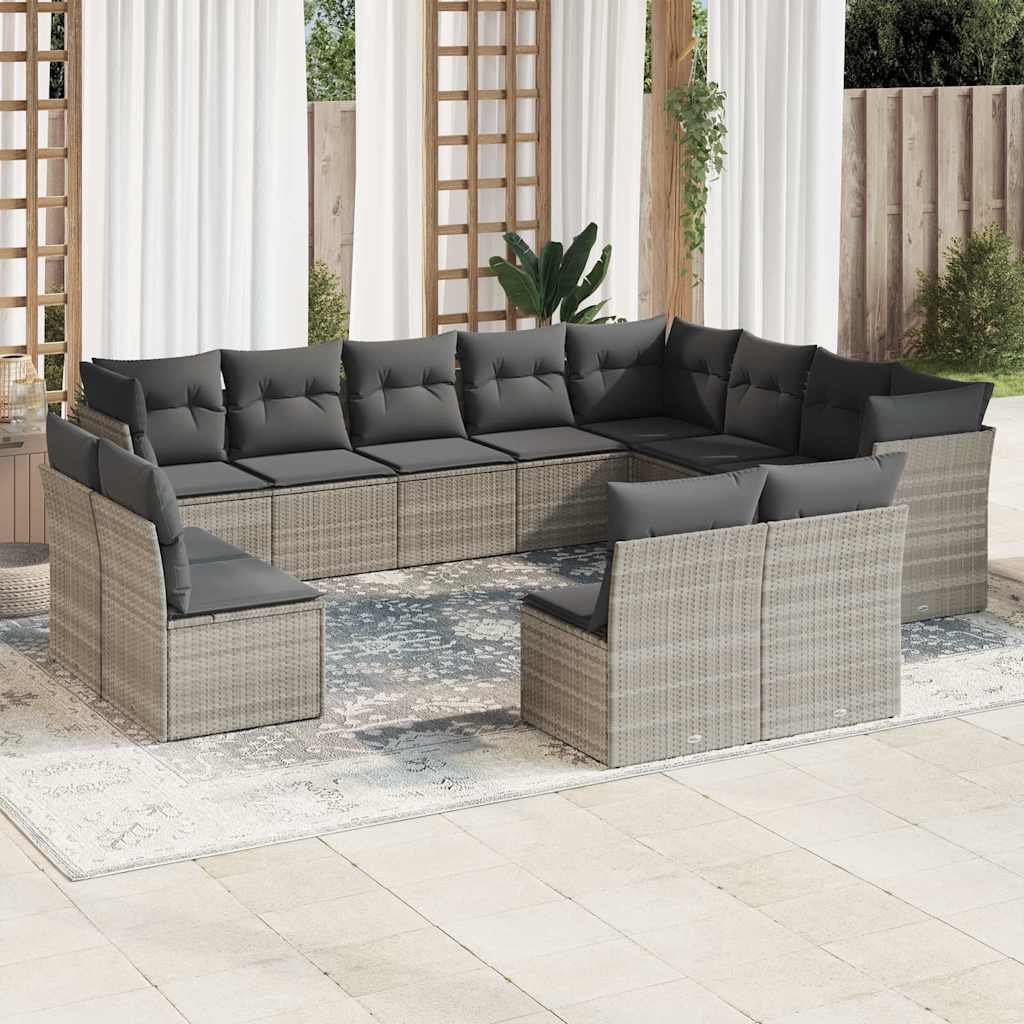 Set De Sofás De Jardín 12 Piezas Cojines Ratán Sintético Negro