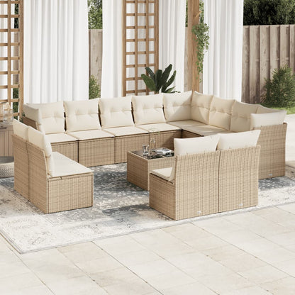 Set De Sofás De Jardín 12 Piezas Cojines Ratán Sintético Negro