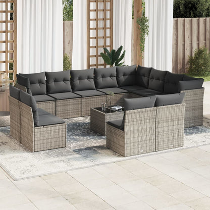 Set De Sofás De Jardín 12 Piezas Cojines Ratán Sintético Negro