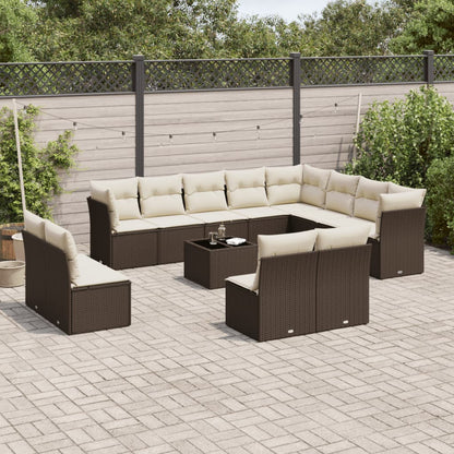 Set De Sofás De Jardín 12 Piezas Cojines Ratán Sintético Negro