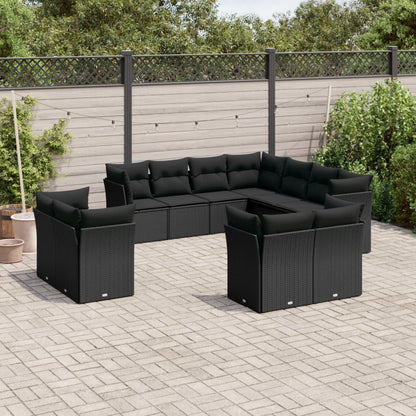Set De Sofás De Jardín 11 Pzas Y Cojines Ratán Sintético Gris