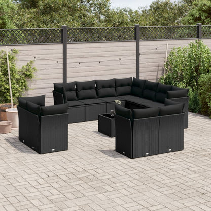 Set De Sofás De Jardín 11 Pzas Y Cojines Ratán Sintético Gris