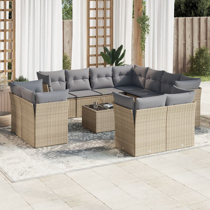 Set De Sofás De Jardín 11 Pzas Y Cojines Ratán Sintético Gris