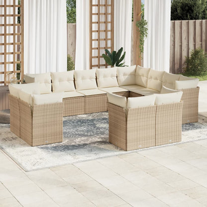 Set Sofás De Jardín Con Cojines 13 Piezas Ratán Sintético Gris
