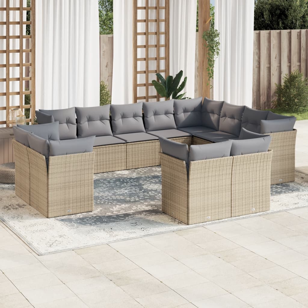 Set Sofás De Jardín Con Cojines 13 Piezas Ratán Sintético Gris