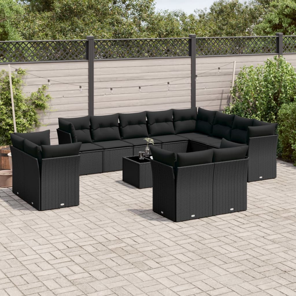 Set Sofás De Jardín Con Cojines 13 Piezas Ratán Sintético Gris