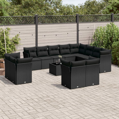 Set Sofás De Jardín Con Cojines 13 Piezas Ratán Sintético Gris