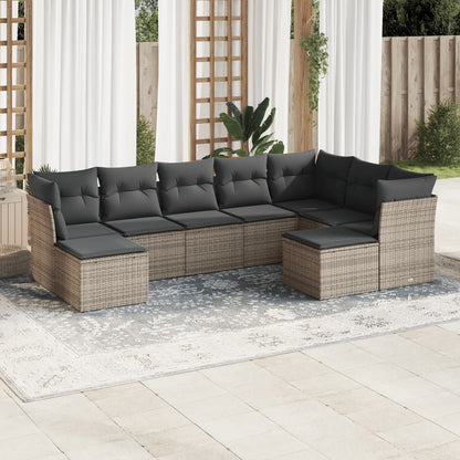 Set Sofás Jardín 10 Pzas Con Cojines Ratán Sintético