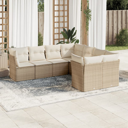 Set De Sofás De Jardín 8 Pzas Y Cojines Ratán Sintético Gris