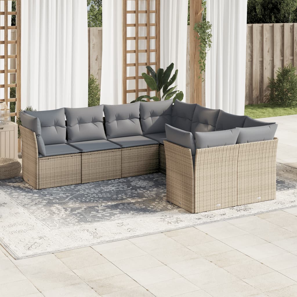 Set De Sofás De Jardín 8 Pzas Y Cojines Ratán Sintético Gris