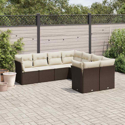 Set De Sofás De Jardín 8 Pzas Y Cojines Ratán Sintético Gris