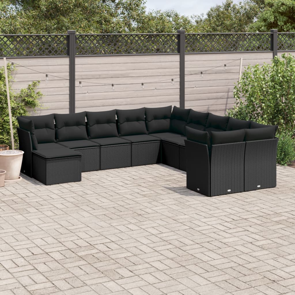 Set De Sofás De Jardín Y Cojines 12 Pzas Ratán Sintético Marrón