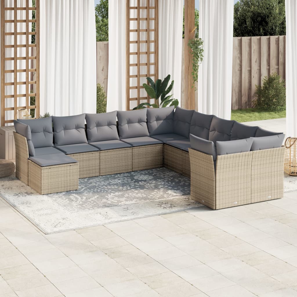 Set De Sofás De Jardín Y Cojines 12 Pzas Ratán Sintético Marrón