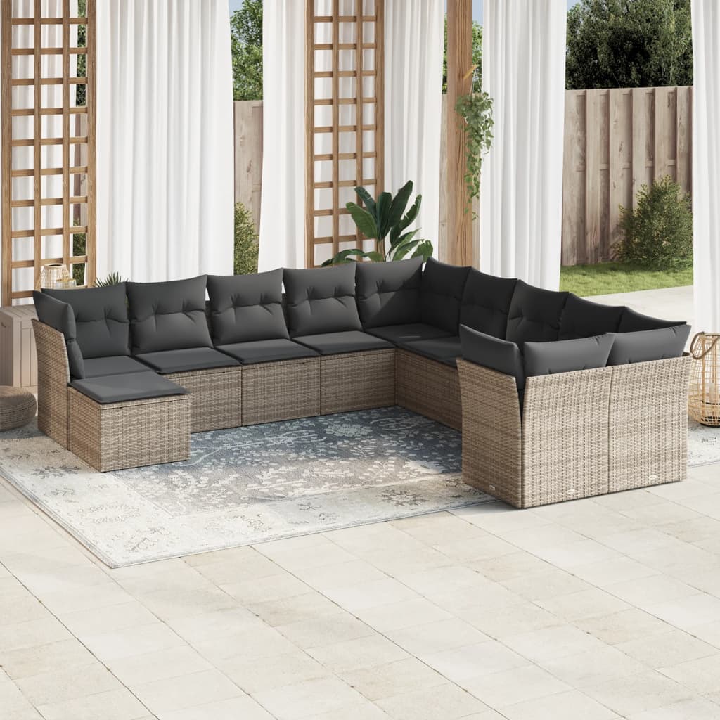 Set De Sofás De Jardín Y Cojines 12 Pzas Ratán Sintético Marrón