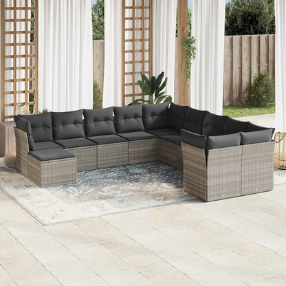 Set De Sofás De Jardín Y Cojines 12 Pzas Ratán Sintético Marrón