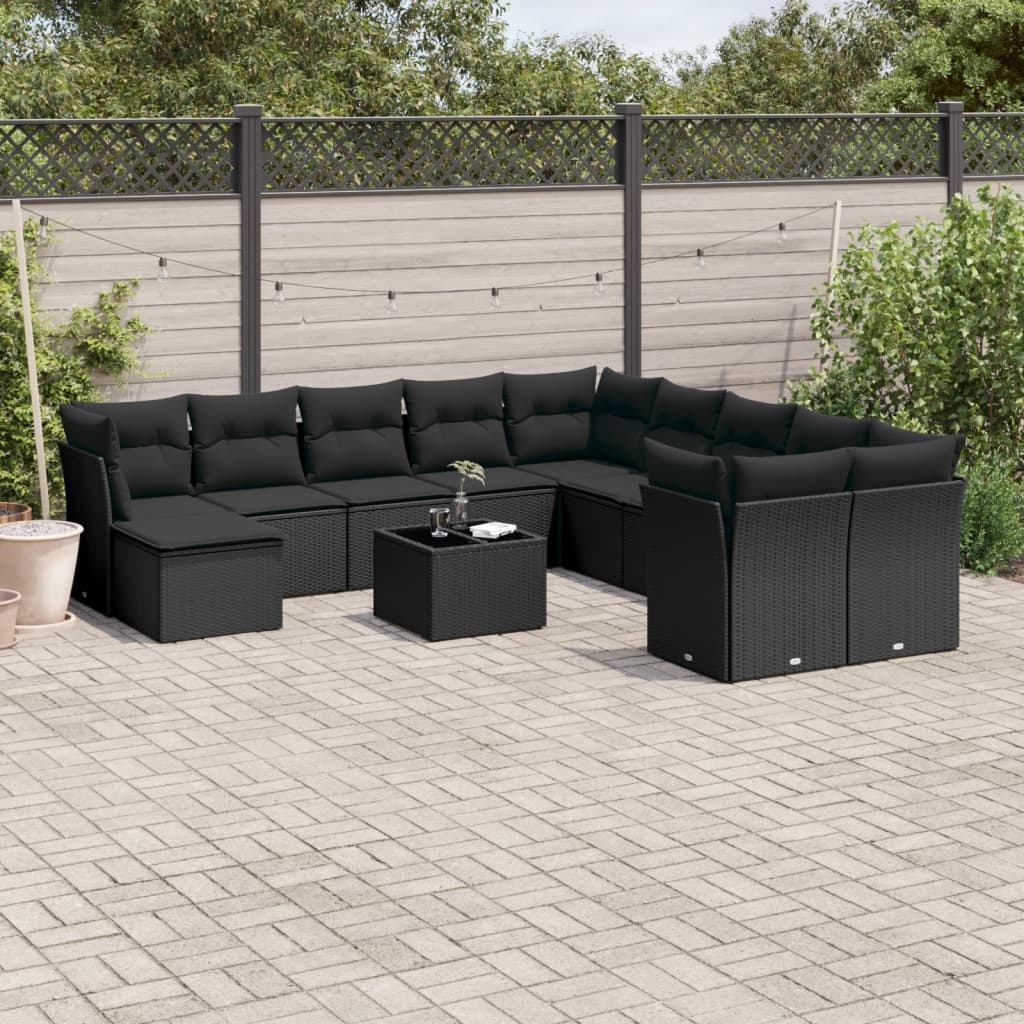 Set De Sofás De Jardín Y Cojines 12 Pzas Ratán Sintético Marrón