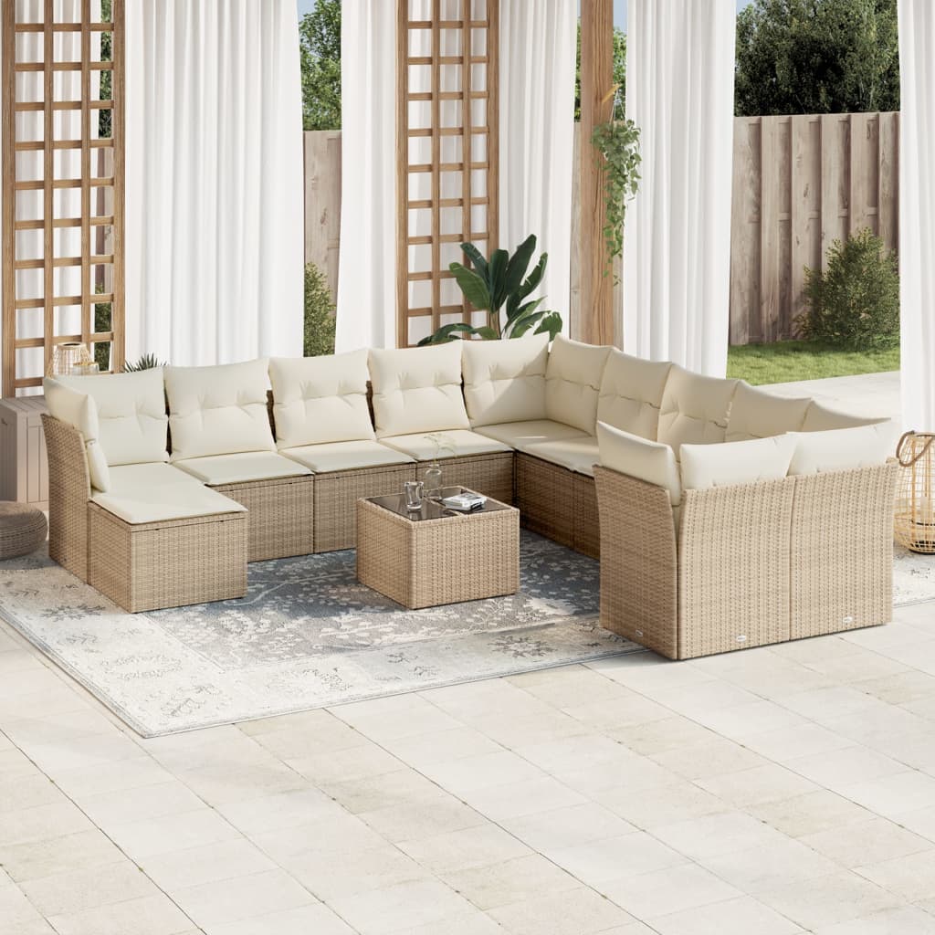 Set De Sofás De Jardín Y Cojines 12 Pzas Ratán Sintético Marrón