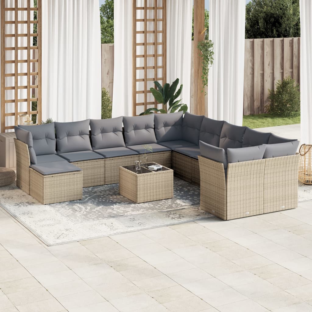 Set De Sofás De Jardín Y Cojines 12 Pzas Ratán Sintético Marrón