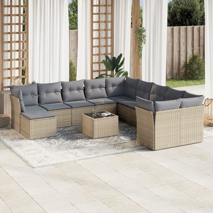 Set De Sofás De Jardín Y Cojines 12 Pzas Ratán Sintético Marrón