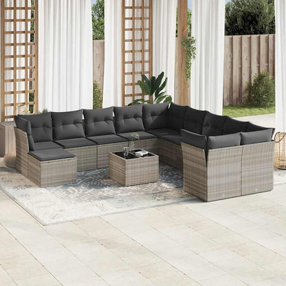 Set De Sofás De Jardín Y Cojines 12 Pzas Ratán Sintético Marrón