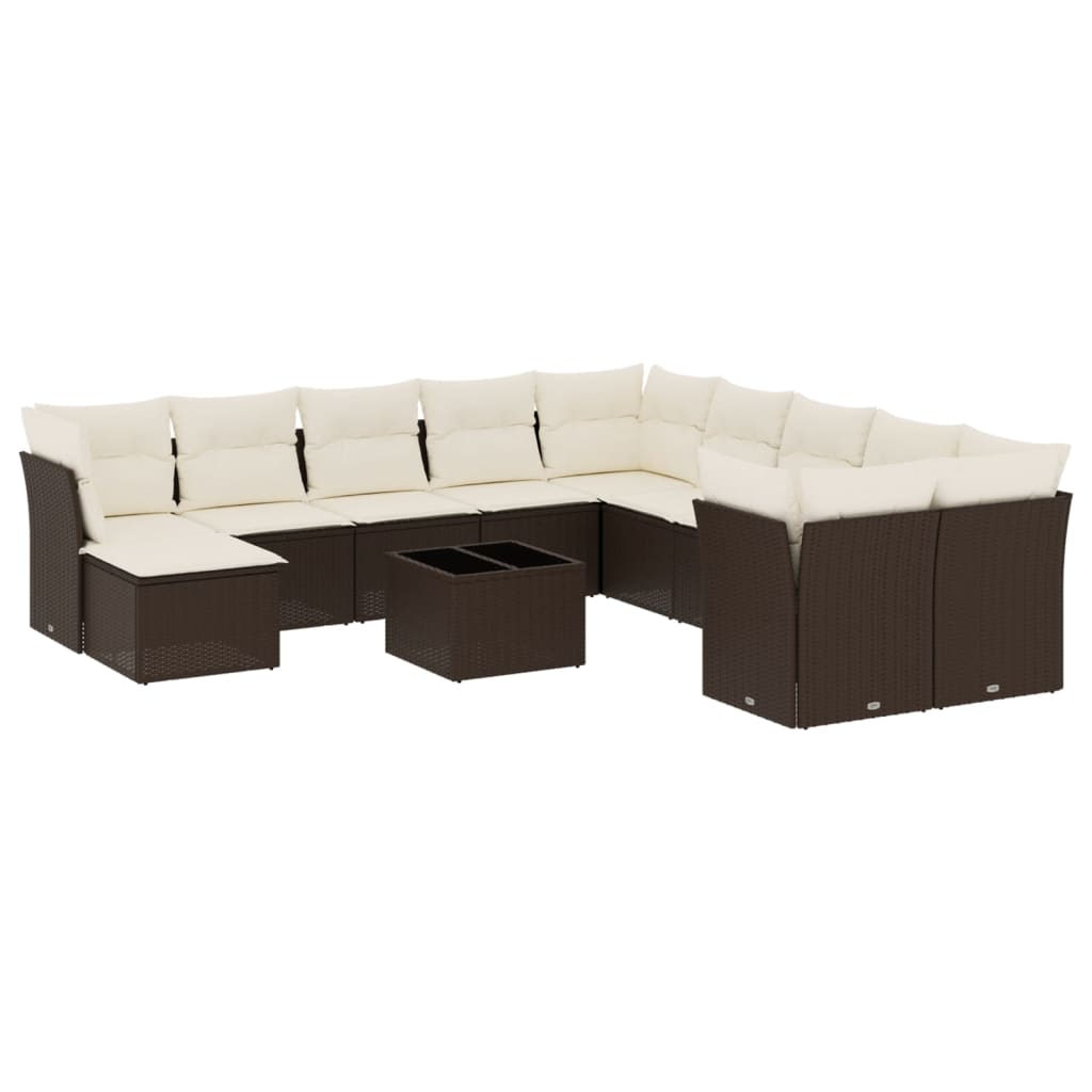 Set De Sofás De Jardín Y Cojines 12 Pzas Ratán Sintético Marrón