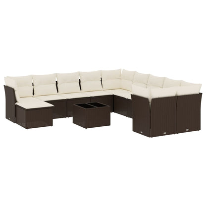 Set De Sofás De Jardín Y Cojines 12 Pzas Ratán Sintético Marrón