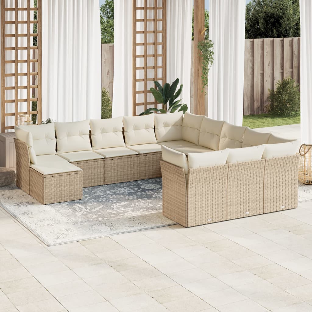 Set Sofás De Jardín Con Cojines 13 Piezas Ratán Sintético Gris