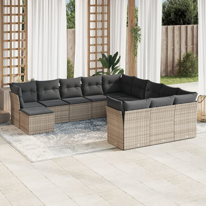 Set Sofás De Jardín Con Cojines 13 Piezas Ratán Sintético Gris