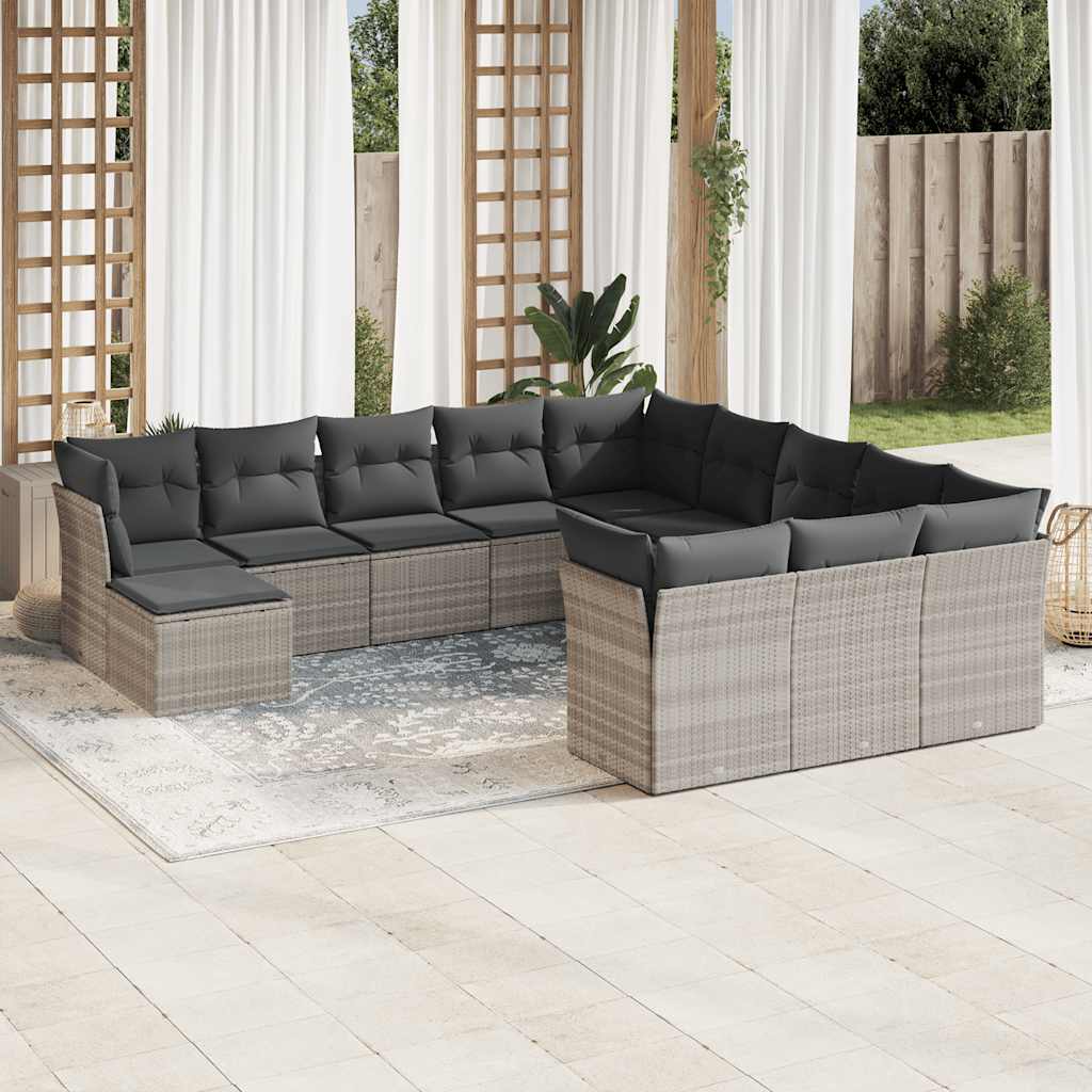Set Sofás De Jardín Con Cojines 13 Piezas Ratán Sintético Gris