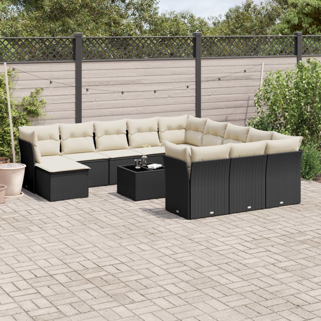 Set Sofás De Jardín Con Cojines 13 Piezas Ratán Sintético Gris