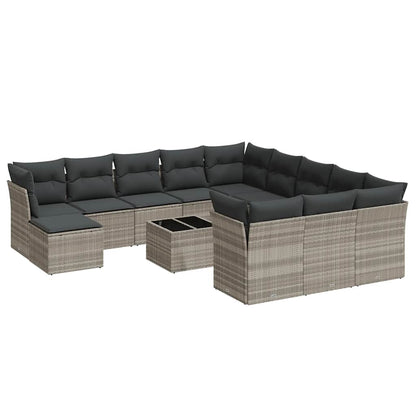 Set Sofás De Jardín Con Cojines 13 Piezas Ratán Sintético Gris