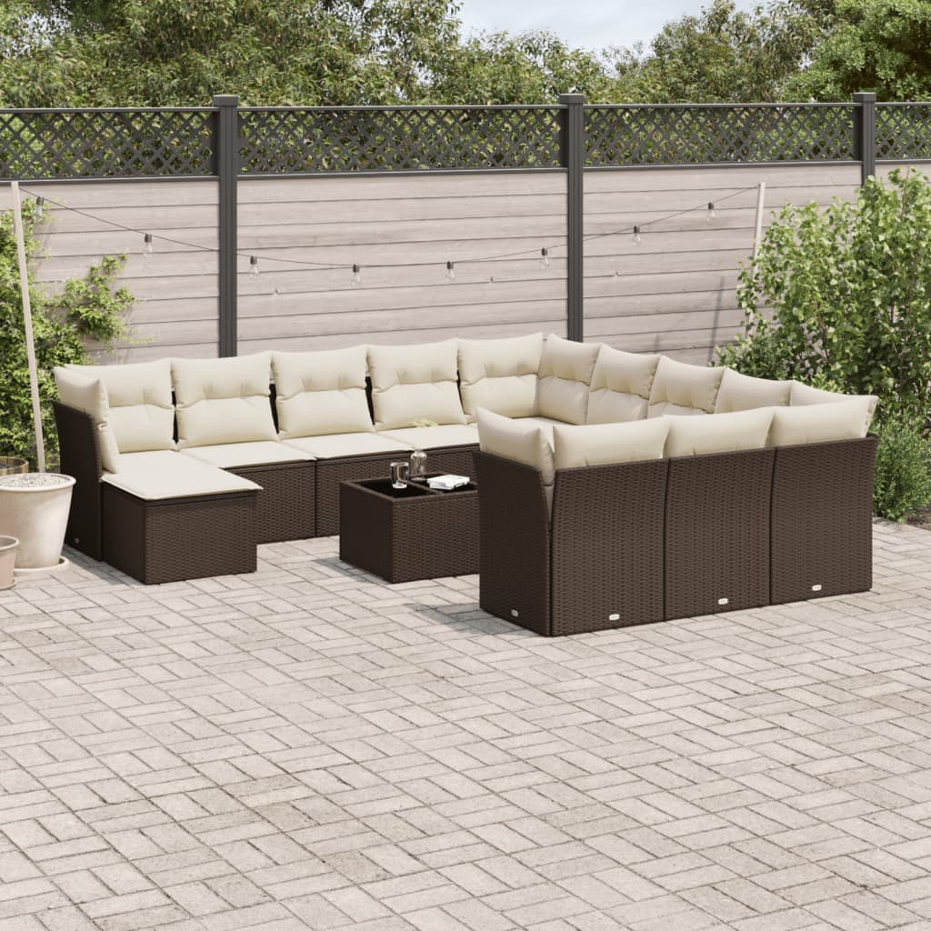 Set Sofás De Jardín Con Cojines 13 Piezas Ratán Sintético Gris