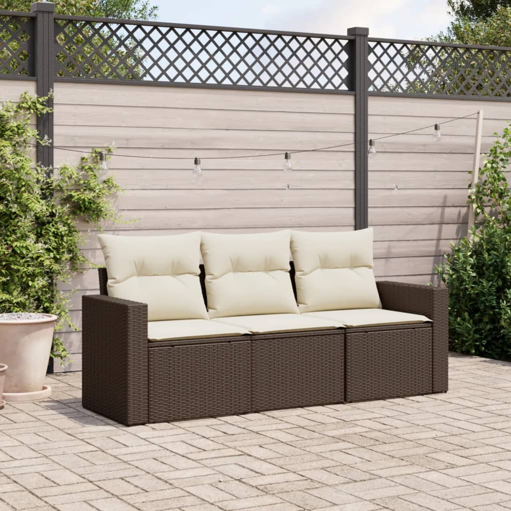 Set De Sofás De Jardín 4 Pzas Y Cojines Ratán Sintético Marrón