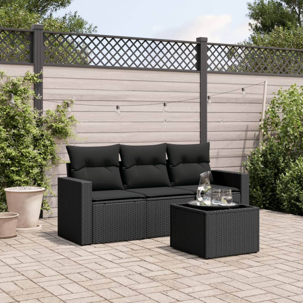Set De Sofás De Jardín 4 Pzas Y Cojines Ratán Sintético Marrón