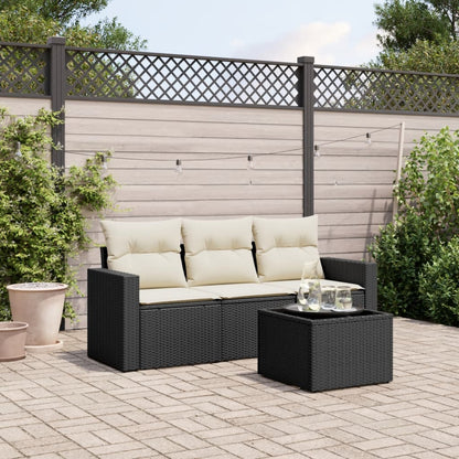 Set De Sofás De Jardín 4 Pzas Y Cojines Ratán Sintético Marrón
