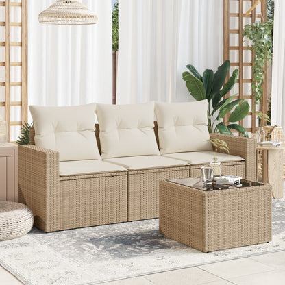 Set De Sofás De Jardín 4 Pzas Y Cojines Ratán Sintético Marrón