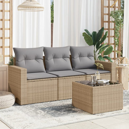 Set De Sofás De Jardín 4 Pzas Y Cojines Ratán Sintético Marrón