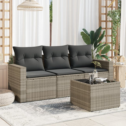 Set De Sofás De Jardín 4 Pzas Y Cojines Ratán Sintético Marrón