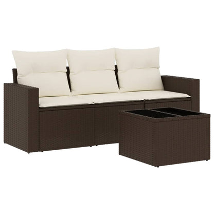 Set De Sofás De Jardín 4 Pzas Y Cojines Ratán Sintético Marrón
