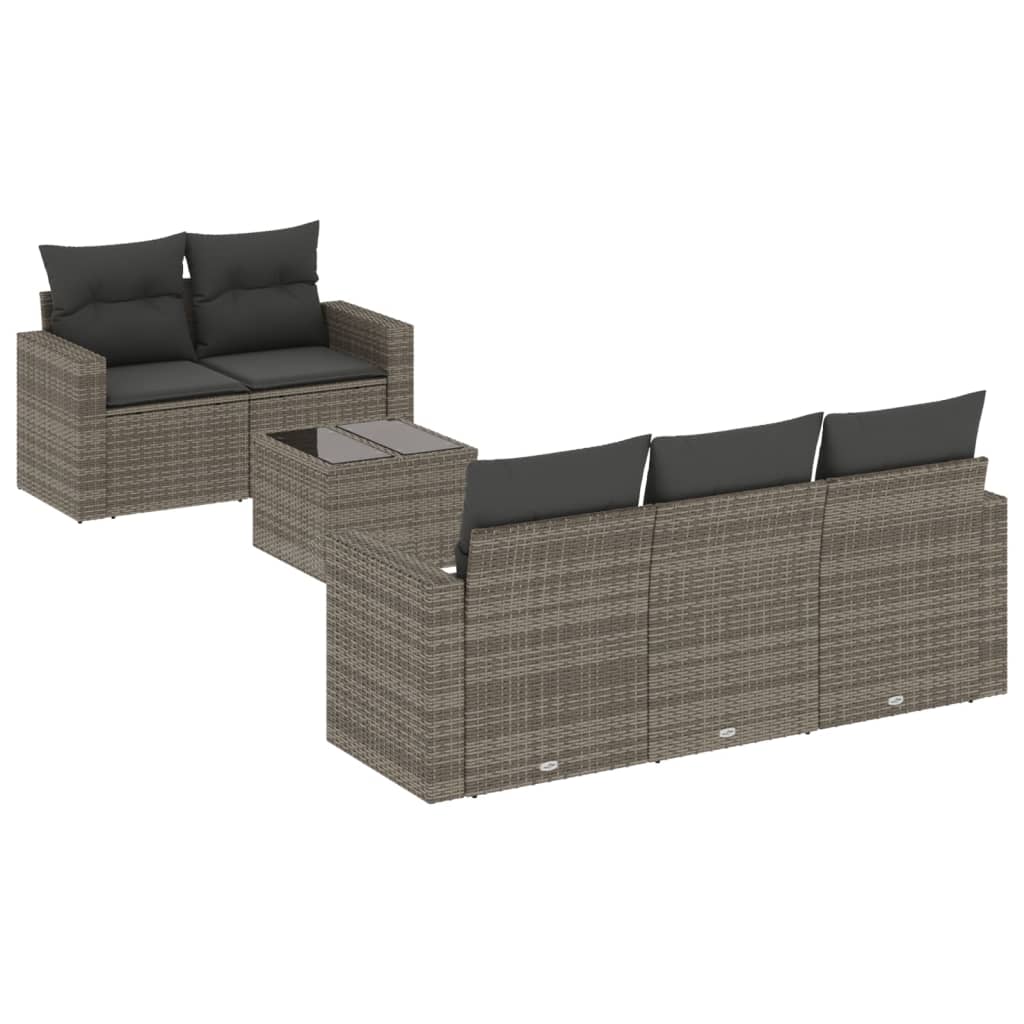 Set De Muebles De Jardín 6 Pzas Y Cojines Ratán Sintético