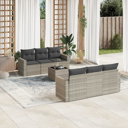 Set Sofás De Jardín 7 Piezas Y Cojines Ratán Sintético Beige