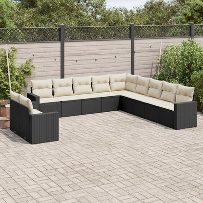 Set De Sofás De Jardín 12 Pzas Y Cojines Ratán Sintético Gris