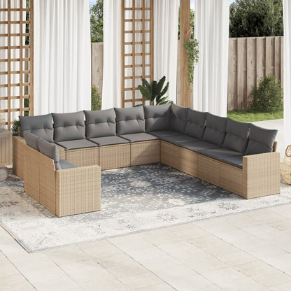 Set De Sofás De Jardín 12 Pzas Y Cojines Ratán Sintético Gris