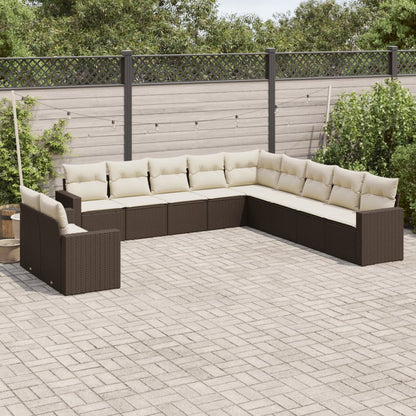 Set De Sofás De Jardín 12 Pzas Y Cojines Ratán Sintético Gris