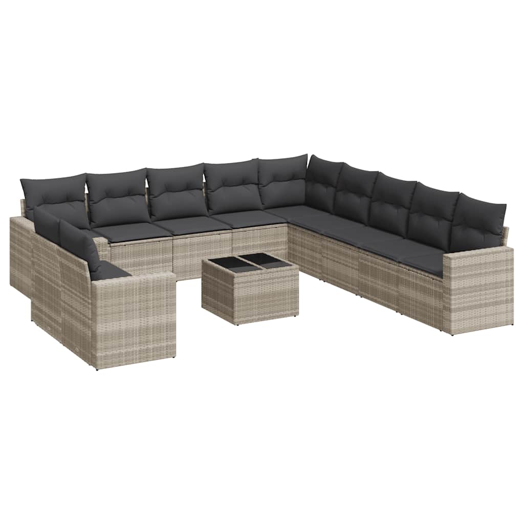 Set De Sofás De Jardín 12 Pzas Y Cojines Ratán Sintético Gris