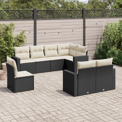Set Muebles Jardín 9 Pzas Y Cojines Ratán Sintético