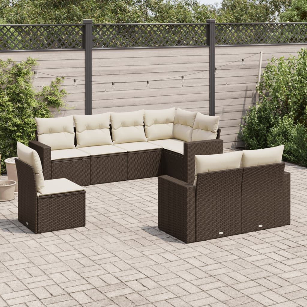 Set Muebles Jardín 9 Pzas Y Cojines Ratán Sintético