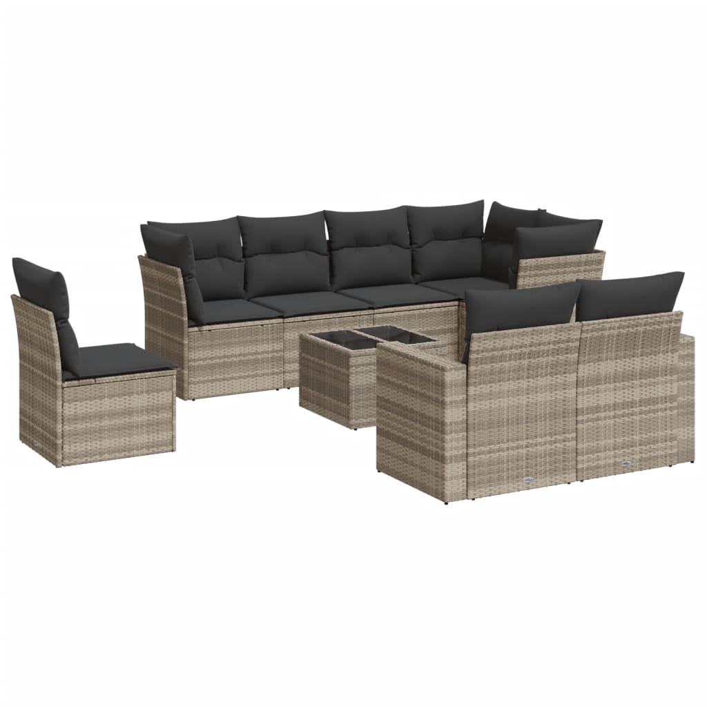 Set Muebles Jardín 9 Pzas Y Cojines Ratán Sintético