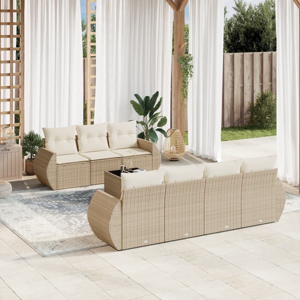Set De Sofás De Jardín 8 Pzas Y Cojines Ratán Sintético Gris