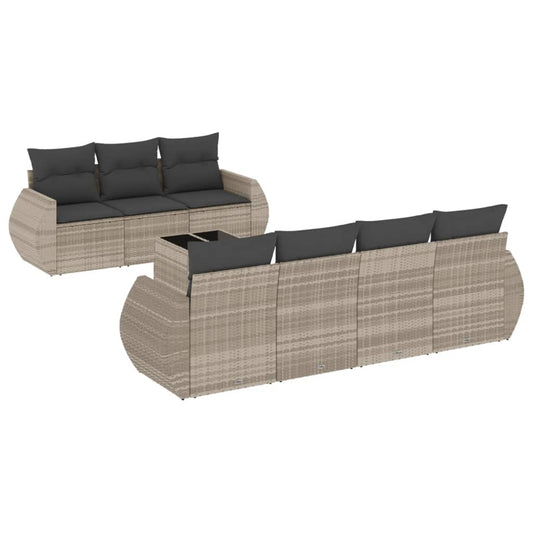 Set De Sofás De Jardín 8 Pzas Y Cojines Ratán Sintético Gris
